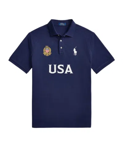 Polo Ralph Lauren Classic Fit Usa Polo Shirt In Newport Navy In Blue