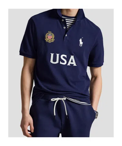 Polo Ralph Lauren Classic Fit Usa Polo Shirt In Newport Navy In Blue