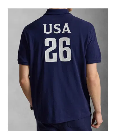 Polo Ralph Lauren Classic Fit Usa Polo Shirt In Newport Navy In Blue