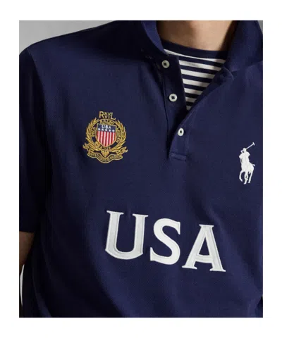 Polo Ralph Lauren Classic Fit Usa Polo Shirt In Newport Navy In Blue