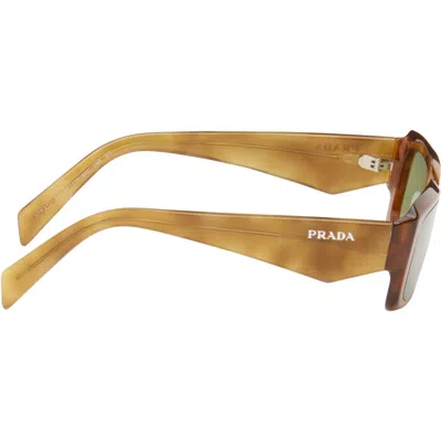 Prada Brown Rectangular Sunglasses In Brown