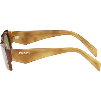Prada Brown Rectangular Sunglasses In Brown