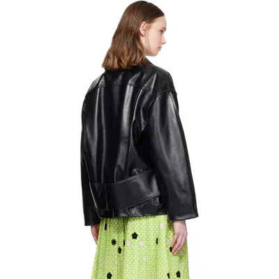 Marni Black Pointed Collar Leather Jacket In Black