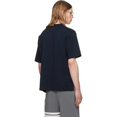 Thom Browne Navy Milano Cotton Oversized Pocket T-shirt In Blue