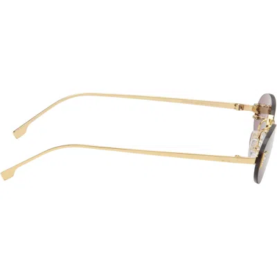 Fendi Rimless Oval-frame Crystal-embellished Gold-tone Sunglasses In Brown
