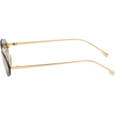Fendi Rimless Oval-frame Crystal-embellished Gold-tone Sunglasses In Brown