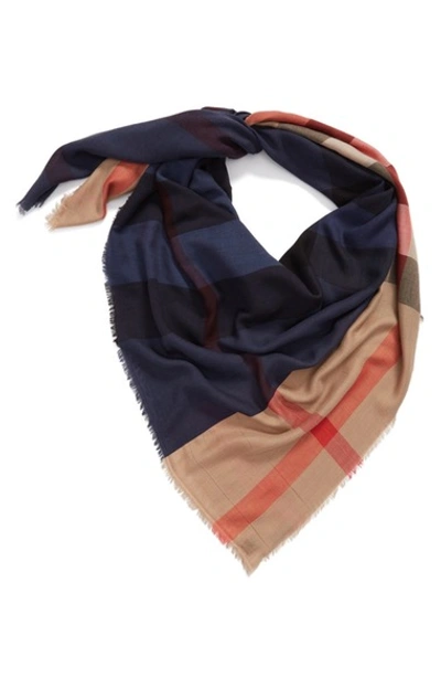 Burberry Colorblock Mega Cheka Cashmere Scarf In Bright Navy