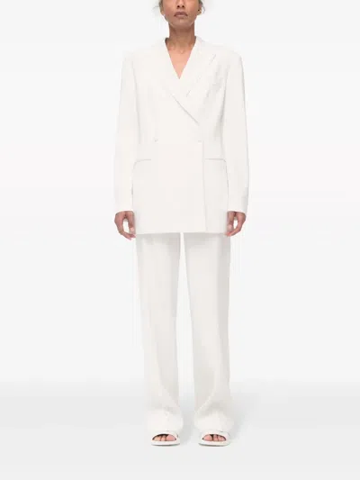 Another Tomorrow Double-breasted Blazer In White