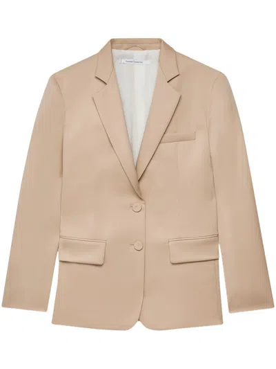 Another Tomorrow Oversized Virgin Wool Blazer In Khaki