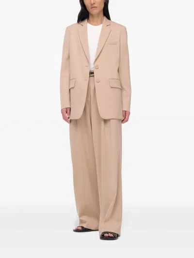 Another Tomorrow Oversized Virgin Wool Blazer In Khaki