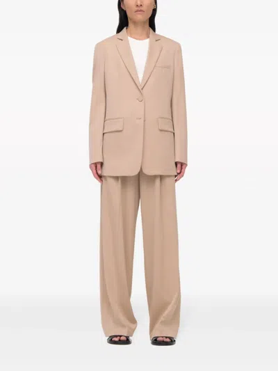 Another Tomorrow Oversized Virgin Wool Blazer In Khaki