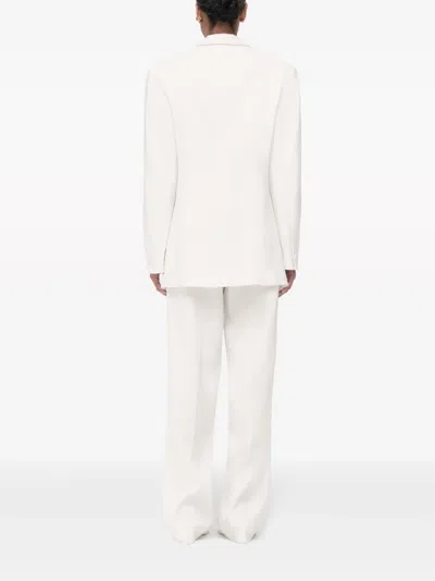 Another Tomorrow Double-breasted Blazer In White