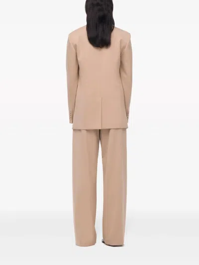 Another Tomorrow Oversized Virgin Wool Blazer In Khaki