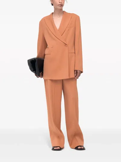 Another Tomorrow Double-breasted Peak-lapel Blazer In Orange