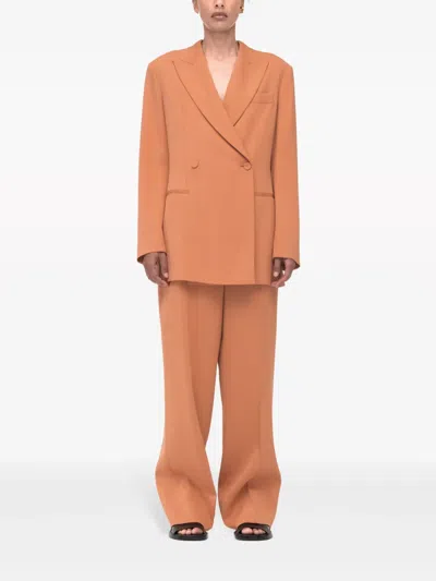 Another Tomorrow Double-breasted Peak-lapel Blazer In Orange