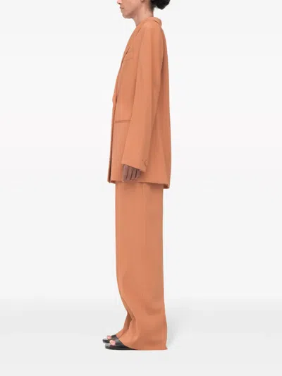 Another Tomorrow Double-breasted Peak-lapel Blazer In Orange