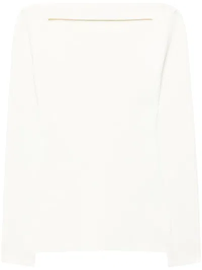 Another Tomorrow Compact Cutout Knit Top In Neutral