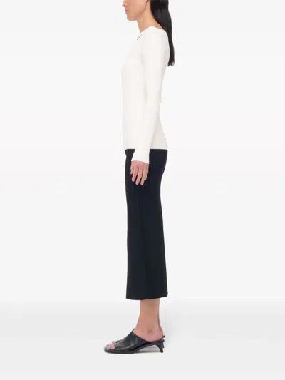 Another Tomorrow Compact Cutout Knit Top In Neutral