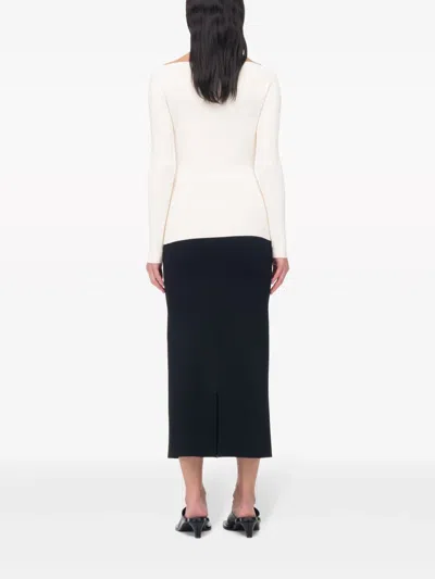 Another Tomorrow Compact Cutout Knit Top In Neutral