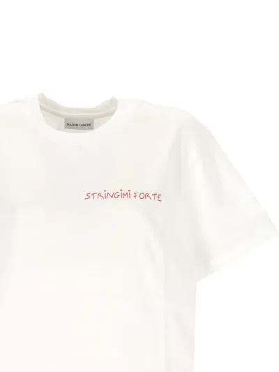 Maison Labiche Embroidered-slogan T-shirt In White