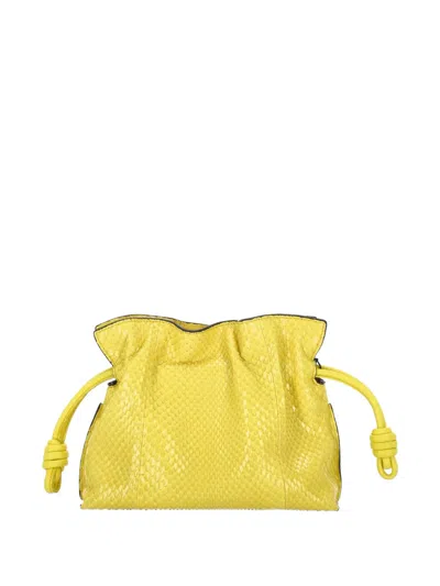 Loewe Flamenco Python Clutch Bag In Yellow