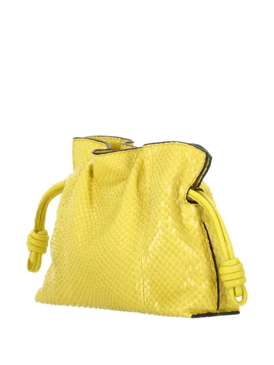 Loewe Flamenco Python Clutch Bag In Yellow