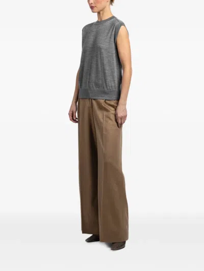 Another Tomorrow Merino-wool Top In Gray