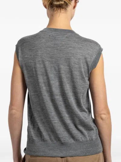 Another Tomorrow Merino-wool Top In Gray