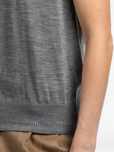 Another Tomorrow Merino-wool Top In Gray