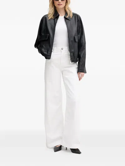 Trussardi Flap-pocket Leather Jacket In Black