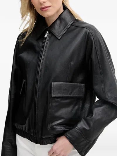 Trussardi Flap-pocket Leather Jacket In Black