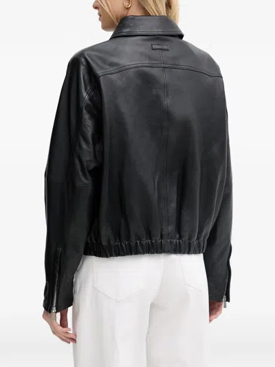 Trussardi Flap-pocket Leather Jacket In Black