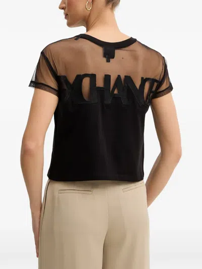 Armani Exchange Mesh-panel Logo T-shirt In Black
