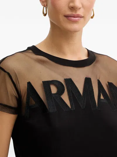 Armani Exchange Mesh-panel Logo T-shirt In Black