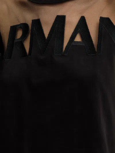 Armani Exchange Mesh-panel Logo T-shirt In Black