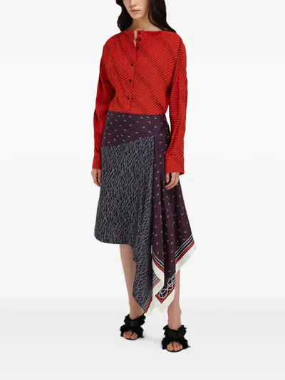 Ferragamo Asymmetrical Skirt In Blue