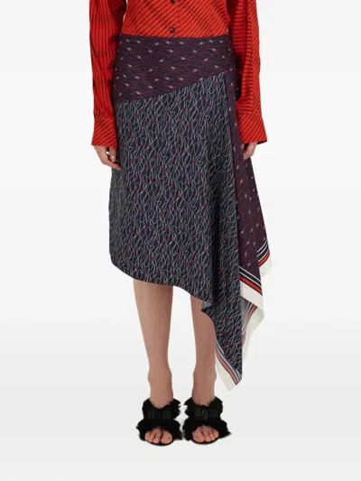Ferragamo Asymmetrical Skirt In Blue