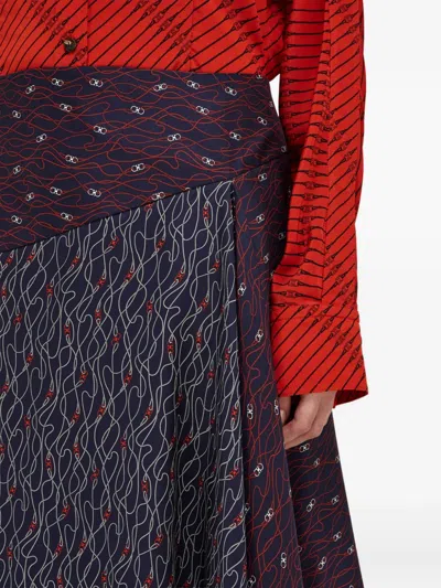 Ferragamo Asymmetrical Skirt In Blue