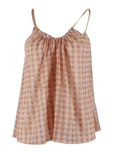 Forte Forte Diamond Jersey Pattern Spaghetti Tank Top In Sand