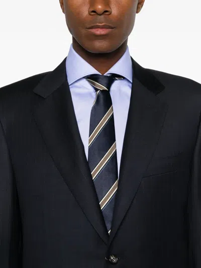 Canali Pinstripe-pattern Single-breasted Suit In Blue