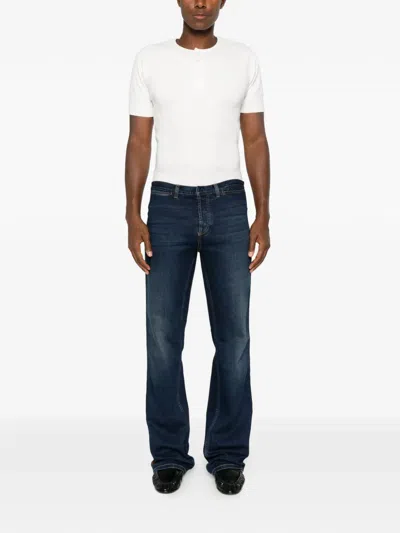 Gucci Web-stripe Jeans In Blue
