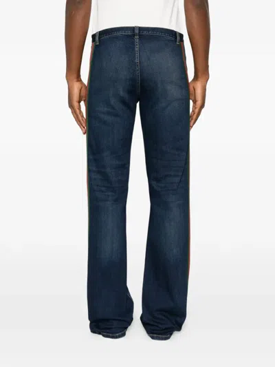 Gucci Web-stripe Jeans In Blue