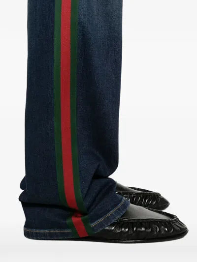 Gucci Web-stripe Jeans In Blue