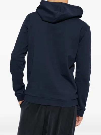 Ea7 Logo-print Drawstring Hoodie In Blue