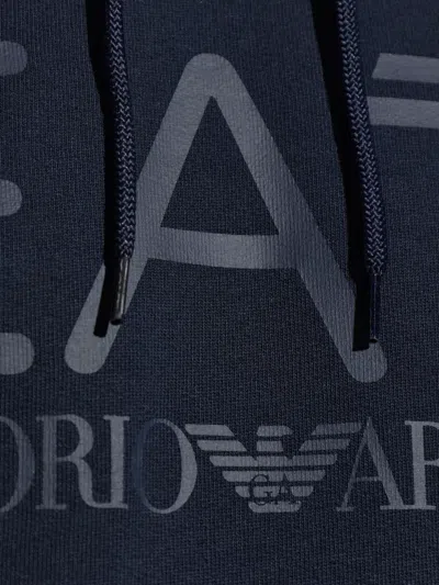 Ea7 Logo-print Drawstring Hoodie In Blue
