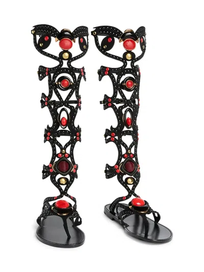 Pucci Black Embellished Gladiator Sandals In Black