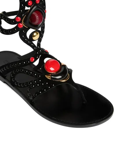 Pucci Black Embellished Gladiator Sandals In Black