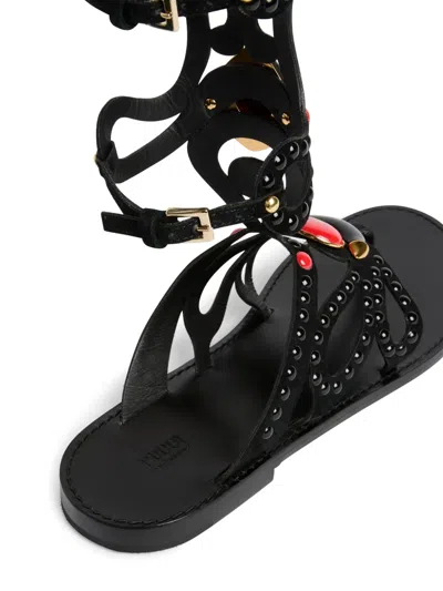 Pucci Black Embellished Gladiator Sandals In Black