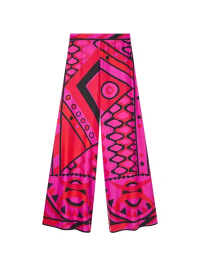 Pucci Printed Silk-twill Wide-leg Pants In Multi
