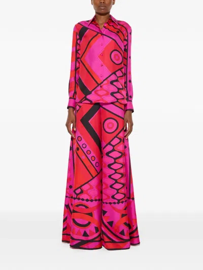 Pucci Printed Silk-twill Wide-leg Pants In Multi